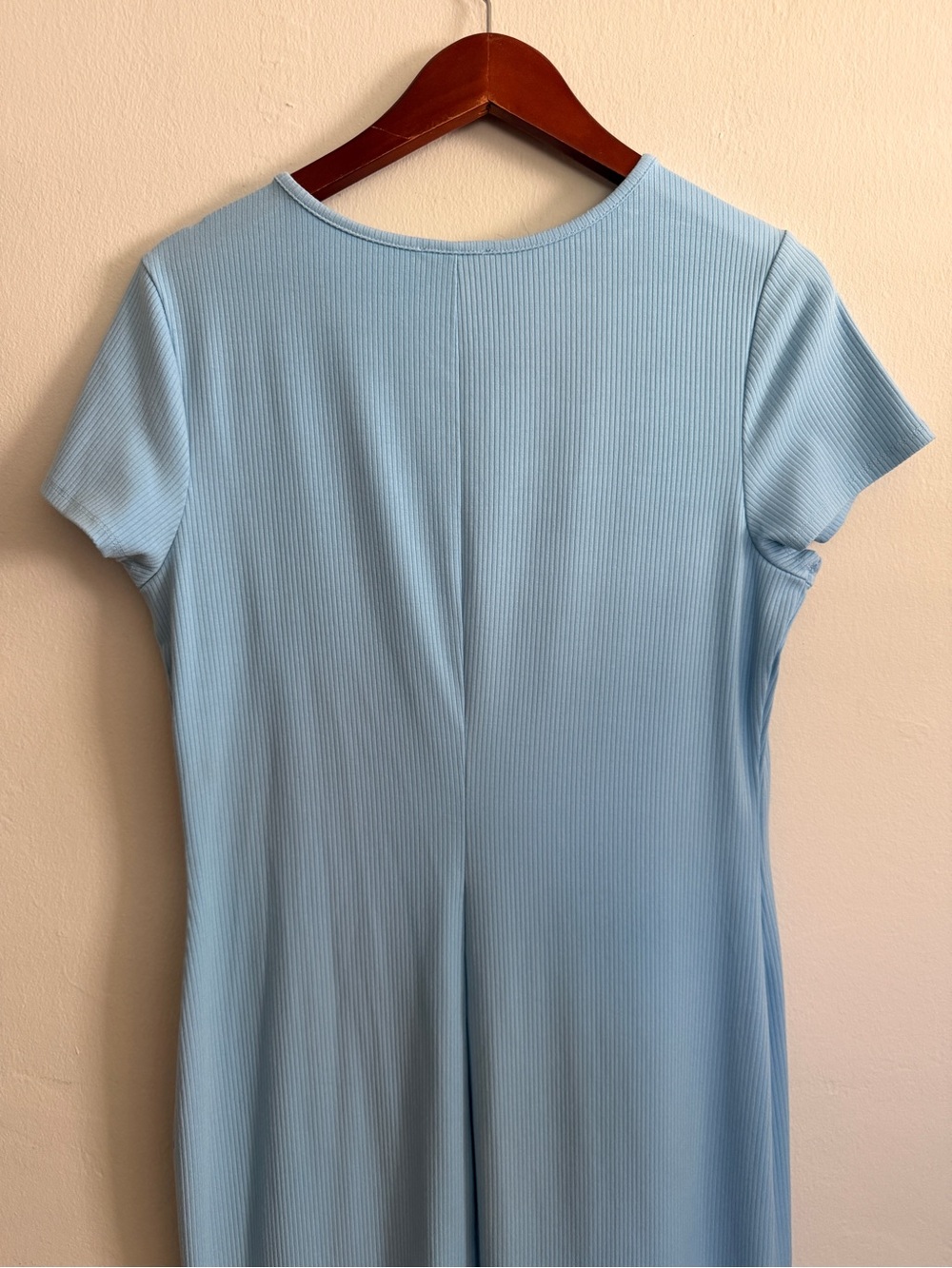 bebe Light Blue Ribbed Bodycon Midi Dress Sz L - Picture 6 of 10